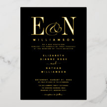 Elegante Monogram Wedding Black Gold