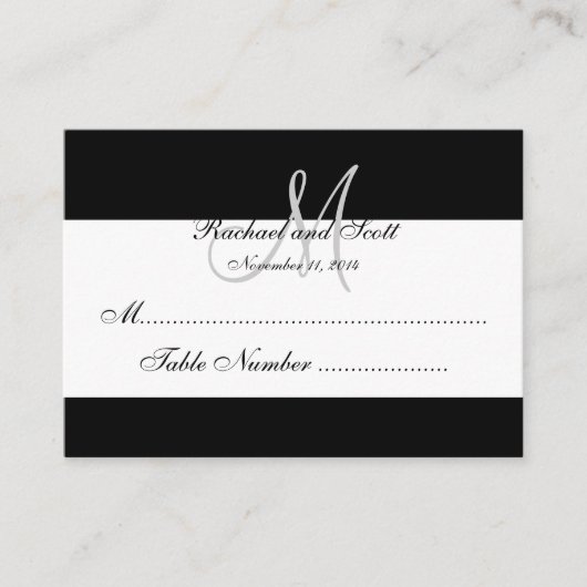 Elegante Monogram Wedding Cards Platzkarte (Vorderseite)