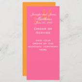 Elegante Monogram Wedding Church Programme Rosa (Vorne/Hinten)