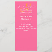 Elegante Monogram Wedding Church Programme Rosa (Vorderseite)
