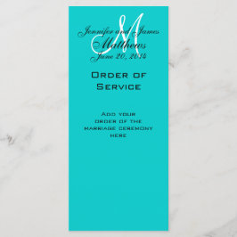 Elegante Monogram Wedding Church Programs Aqua Programm