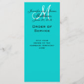 Elegante Monogram Wedding Church Programs Aqua Programm (Vorderseite)