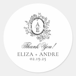 Elegante Monogram Wedding Classic Round Sticker