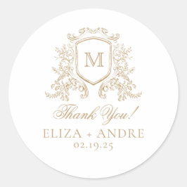 Elegante Monogram Wedding Classic Round Sticker
