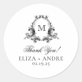 Elegante Monogram Wedding Classic Round Sticker