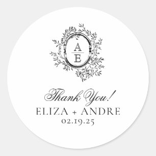 Elegante Monogram Wedding Classic Round Sticker