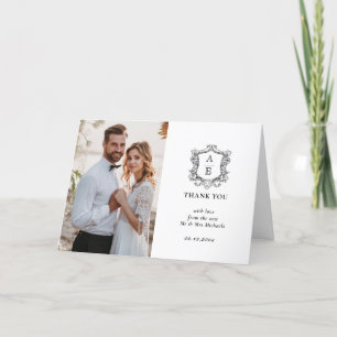 Elegante Monogram Wedding Dankeschön Card Dankeskarte