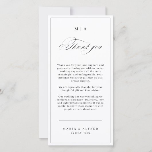 Elegante Monogram Wedding Dankeschön Karte QR Code (Vorderseite)