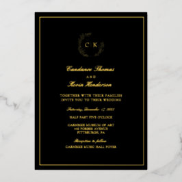 Elegante Monogram Wedding Foil Einladung