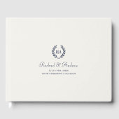Elegante Monogram Wedding Foto Navy Cream Gästebuch (Vorderseite)