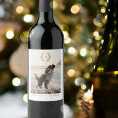 Elegante Monogram Wedding Gold White Weinetikett