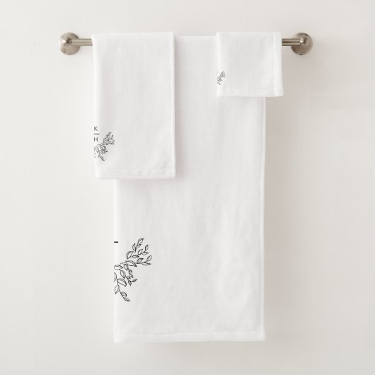 Elegante Monogram Wedding Keepake Badhandtuch Set (Insitu)