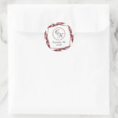 Elegante Monogram Wedding Maroon Round Stickers (Tasche)