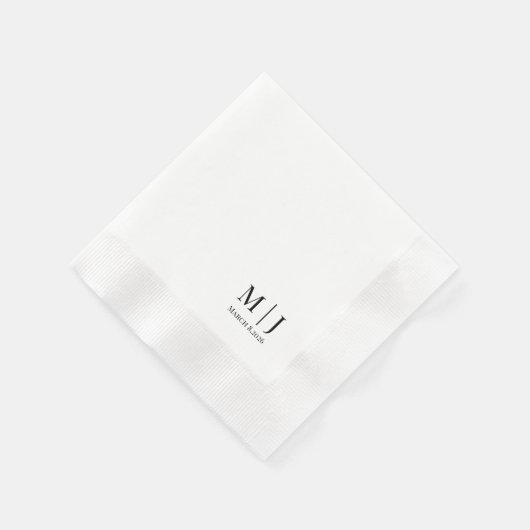 Elegante Monogram Wedding Minimalistische Initials Serviette (Ecke)