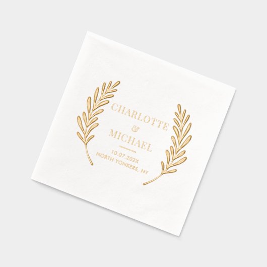 Elegante Monogram Wedding Reception Custom Servietten Mit Folie (Links)