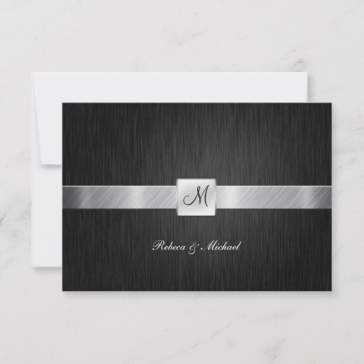 Elegante Monogram Wedding RSVP Card (Vorderseite)