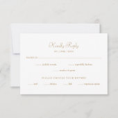 Elegante Monogram Wedding RSVP Card Gold White (Vorderseite)