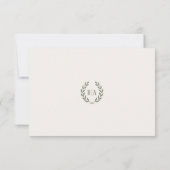 Elegante Monogram Wedding RSVP Card Grüne Creme (Rückseite)