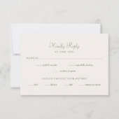 Elegante Monogram Wedding RSVP Card Grüne Creme Karte (Vorderseite)