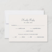 Elegante Monogram Wedding RSVP Card Navy Cream (Vorderseite)