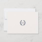 Elegante Monogram Wedding RSVP Card Navy Cream Karte (Rückseite)