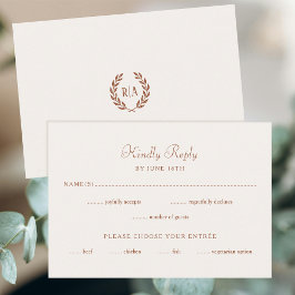Elegante Monogram Wedding RSVP Terracotta Cream