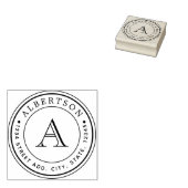 Elegante Monogram Wedding Rücksendeadresse Round Gummistempel (Stempel)