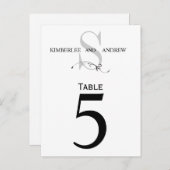 Elegante Monogram Wedding Tischnummer Card (Vorne/Hinten)