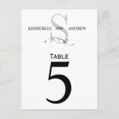 Elegante Monogram Wedding Tischnummer Card (Vorderseite)