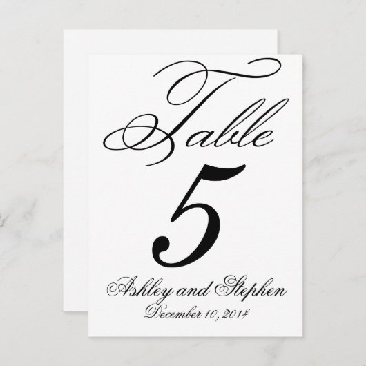 Elegante Monogram Wedding Tischnummer Cards (Vorne/Hinten)