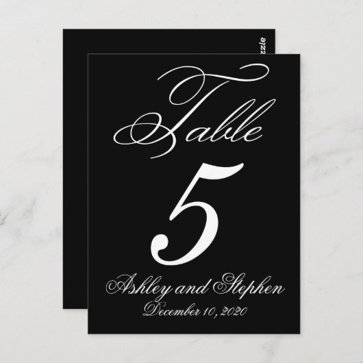 Elegante Monogram Wedding Tischnummer Cards (Vorne/Hinten)