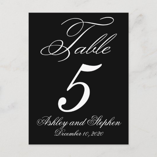Elegante Monogram Wedding Tischnummer Cards (Vorderseite)