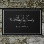 Elegante Monogram Wedding Welcome Outdoor Doormat Fußmatte<br><div class="desc">Elegante Monogram Hochzeit Willkommen im Freien Türmatte. Personalisierte, weiße, graue Monogramm mit dem Nachnamen von Braut und Bräutigam und dem Datum auf schwarzem Hintergrund. Ein einzigartiges cooles Geschenk für Neuvermählte. Lieblich für ihr neues Leben zusammen. Auch ein schönes Haus wärmendes Geschenk. Klicken Sie auf Diese Vorlage personalisieren, um sie mit...</div>