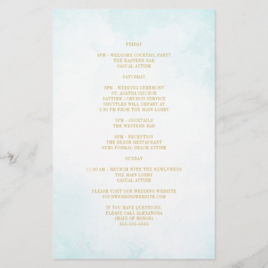 Elegante Monogram Wedding Welcome Tour (Rückseite)