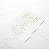 Elegante Monogram Wedding White Gold Folieneinladung (Gedreht)