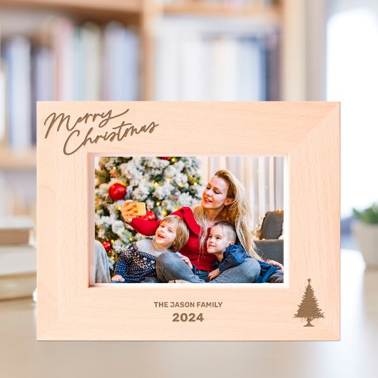 Elegante Monogram Weihnachtsbaum Klassische Typogr Geätzte Rahmen