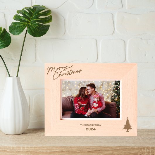 Elegante Monogram Weihnachtsbaum Klassische Typogr Geätzte Rahmen