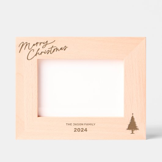 Elegante Monogram Weihnachtsbaum Klassische Typogr Geätzte Rahmen (Vorderseite)