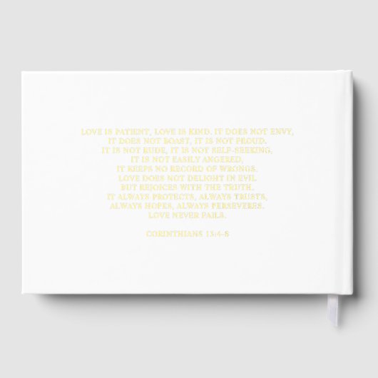 Elegante Monogram White and Gold Wedding Gästebuch (Rückseite)