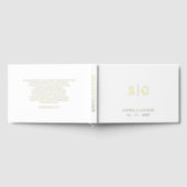 Elegante Monogram White and Gold Wedding Gästebuch (Voll)