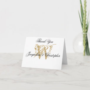 Elegante Monogram White Gold Blank Wedding geklapp Dankeskarte