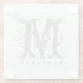 Elegante Monogram White & Gray Damasks Glasuntersetzer (Rückseite)