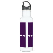 Elegante Monogram White Hearts Eggplant Lila Edelstahlflasche (Rückseite)