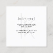 Elegante Monogram White Modern IMITATS Silver Stri Quadratische Visitenkarte (Rückseite)