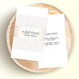 Elegante Monogram White Modern IMITATS Silver Stri Visitenkarte