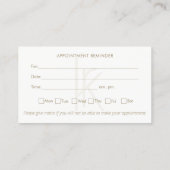 Elegante Monogram White Modern Seashell Ernennung Visitenkarte (Rückseite)