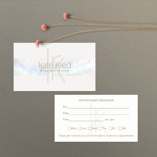 Elegante Monogram White Modern Seashell Ernennung Visitenkarte