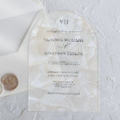 Elegante Monogram White Wedding Acryleinladungen