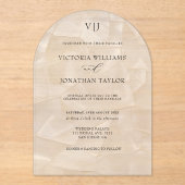 Elegante Monogram White Wedding Acryleinladungen (Vorderseite)