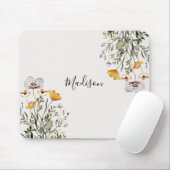 Elegante Monogram Wildblume Bouquet Floral Mousepad (Mit Mouse)